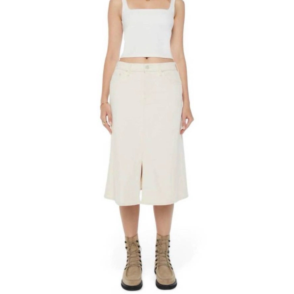 MOTHER jeans the down low spinner midi skirt in act natural denim size 26